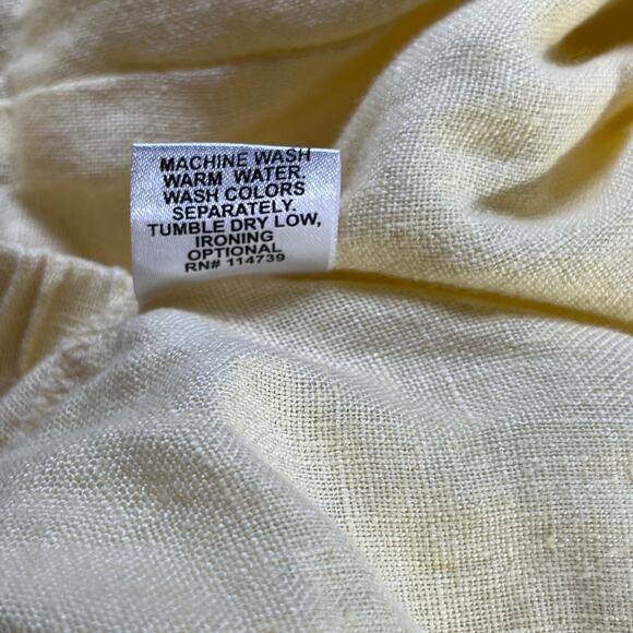 Flax Pants Womens Large Yellow Linen Wide Leg High Rise‎ Lightweight Casual Boho - Picture 9 of 13